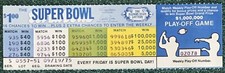 Vintage  Illinois  State Lottery Ticket, Super Bowl football  theme, issued 1975