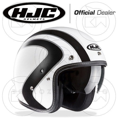 CASCO JET IN FIBRA MOTO CUSTOM HARLEY HJC FG-70S BOARD MC10 BIANCO/NERO -  LUCIDO | eBay