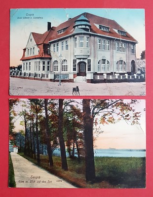 2 x Postcard Teupitz 1911 Hotel Schenk of Landsberg and Allee with Spree (33697