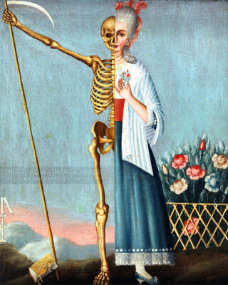 19th Century Life And Death Painting Fine Art Print Woman Skeleton Memento Mori Ebay