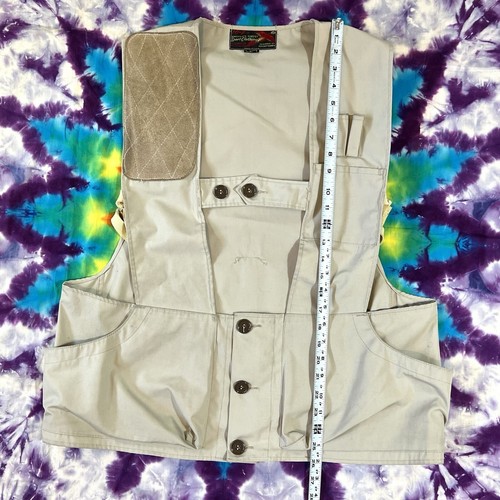 Vintage 60s 10-X Khaki Shooting Vest Size L USA Shotgun Duck Hunting Game Pouch - Picture 5 of 8
