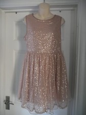 Gold Party Dress Size 14 Select Boutique Sequin Mesh Overlay Evening Christmas