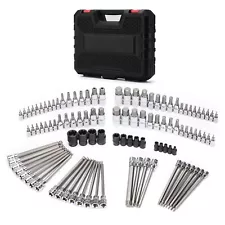 107 Pcs Bit Socket Set 1/4",3/8",1/2" Drive Torx/Extra Long  SAE/Metric