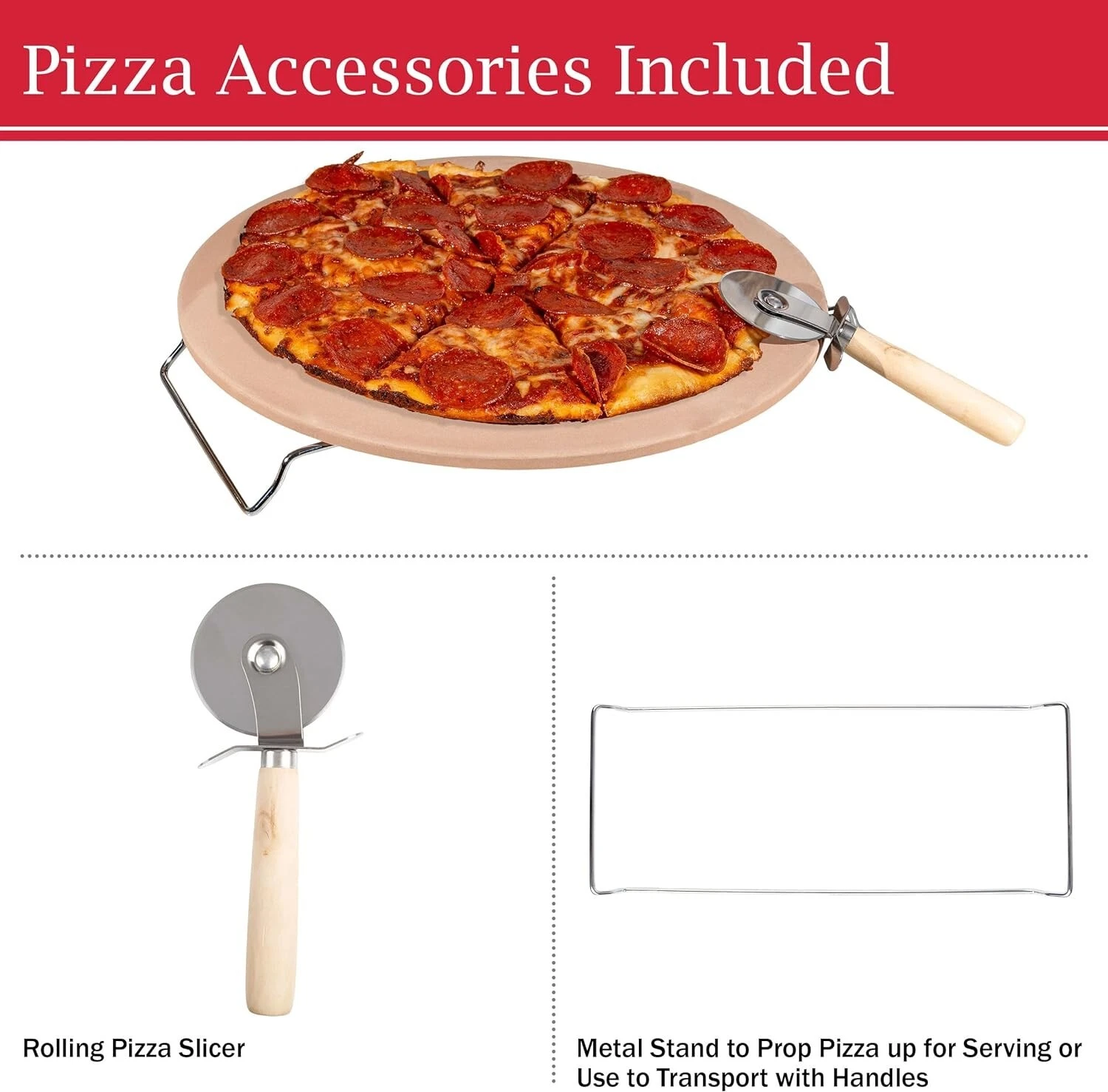 Pizza Stone Large Baking Grill Grilling Round Rack Ceramic Stone 15" W/ Rack New
Opens in a new wind