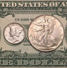 Mercury Dime & Walking Liberty (2 Coin Set)