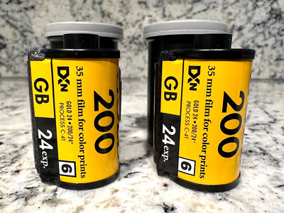 KODAK 200 GOLD Film *EXPIRED UNKNOWN DATE'' 35mm 24 Exposure Lot of 2 Rolls