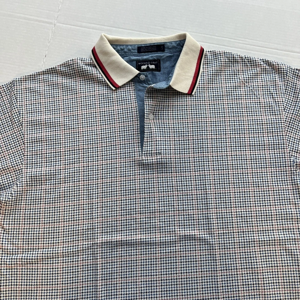 Дерево и серая рубашка мужская большая белая красная синяя геометрическая поло регби повседневная подготовка - Изображение 3 из 4