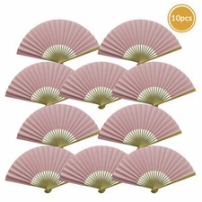 9" Pink Paper Hand Fans for Weddings, Premium Paper Stock 10 Pack 