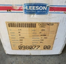 Powerful LEESON ELECTRIC MOTOR, 1/4hp, DC 24 Volt, 5/8" shaft. Part # C42D17NC5A