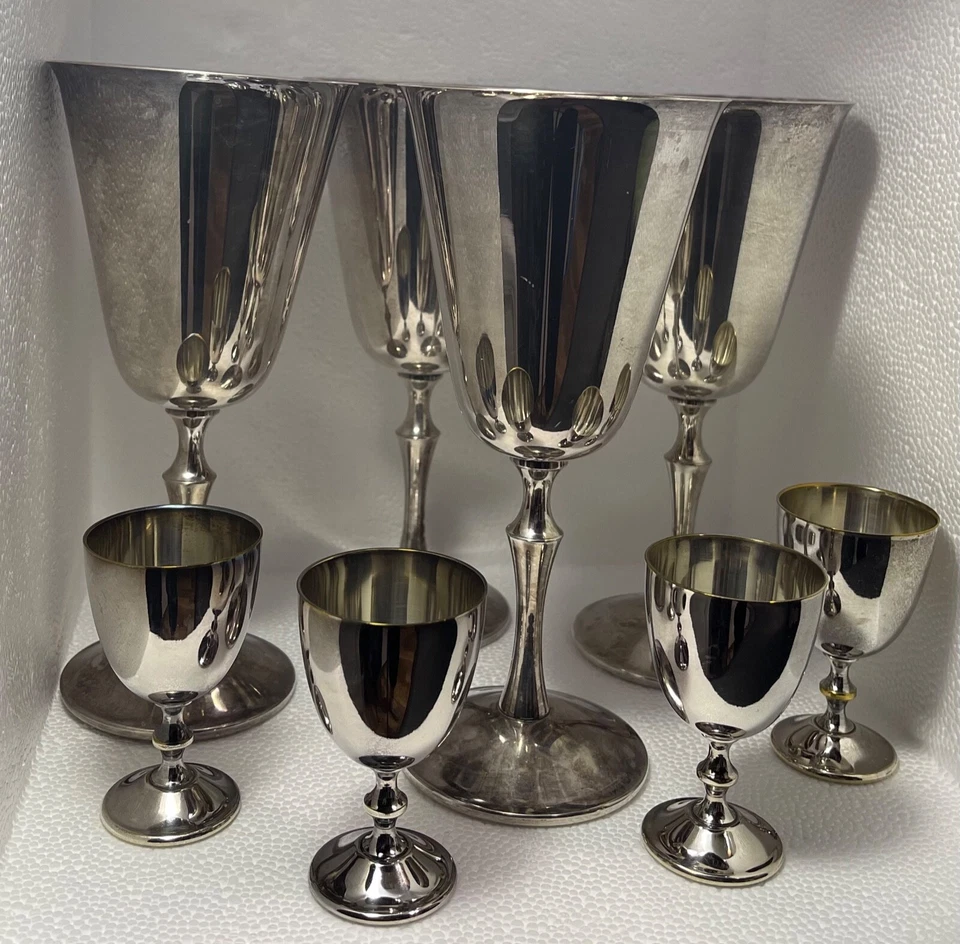 Stieff silverplated goblets, Rogers silverplated Sherry glasses and wine glasses - Image 3 of 4