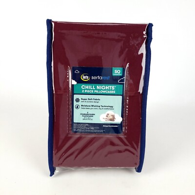 Serta Rest Chill Nights 2 Pillowcases Red Standard/Queen New