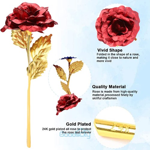 Real Rosa Sumergida Oro 24K Rosa Flor Día de la Madre Regalo para Mon Esposa Mujeres Ella - Imagen 5 de 27