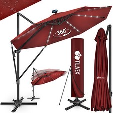 tillvex® Sonnenschirm 330 cm LED Solar Ampelschirm Gartenschirm Marktschirm Alu