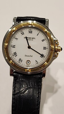 Raymond Weil 9189 Parsifal 18k Gold Bezel Watch Geneve 34mm