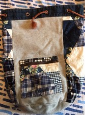 Quilted Backpack Blue Red Patchwork Backpack bag Size Small Single Handle