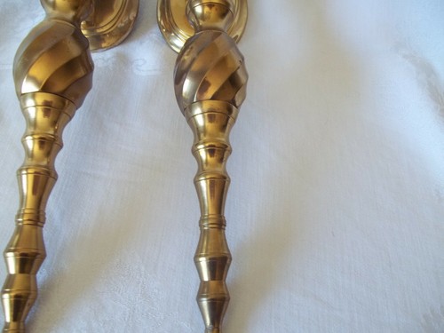 Par de candelabros vintage de latón macizo pesado de pared 14" India - Imagen 3 de 7