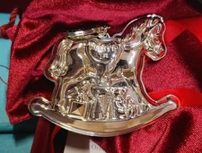 New Reed & Barton 2023 Sterling Silver Baby's 1st Rocking Horse Tree Ornament