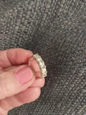 J Francis Embellished Zirconia/Swarovski 5 Stone Ring/ Rhod/925 SS, Sz 7 or 9