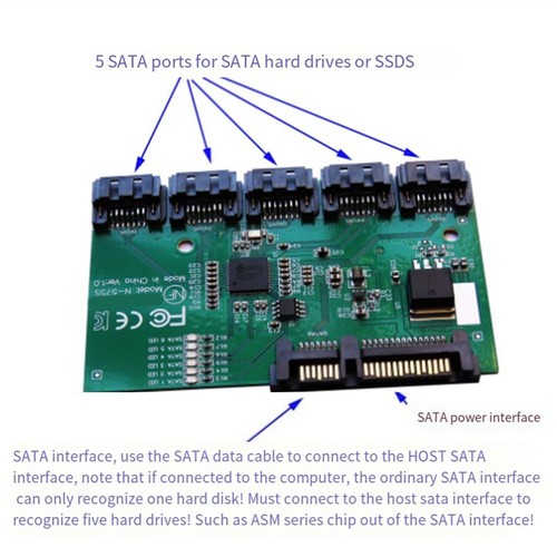 SATA-Erweiterungskarte 1 Bis 5 Port SATA3.0-Controllerkarte Motherboard SAT2094 - Bild 5 von 6