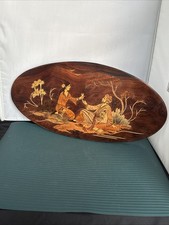 Vintage Indian marquetry wood inlay picture 16 x7.5