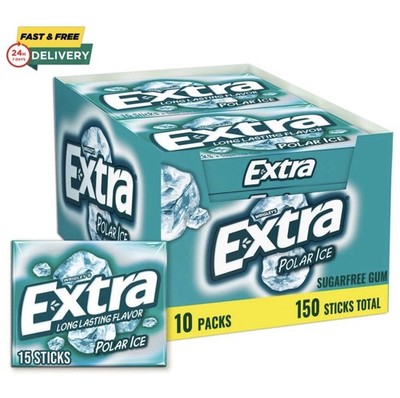 EXTRA Polar Ice Chewing Gum Packs, Sugar Free Gum in Bulk for Fresh Breath, 15 S