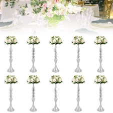 10 Pcs Silver Metal Wedding Table Centerpiece Vases Metal Flower Arrangement