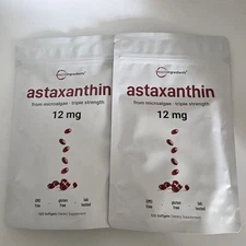 Pack Of 2 MICROINGREDIENTS Astaxanthin , 12 mg, 120 Softgels