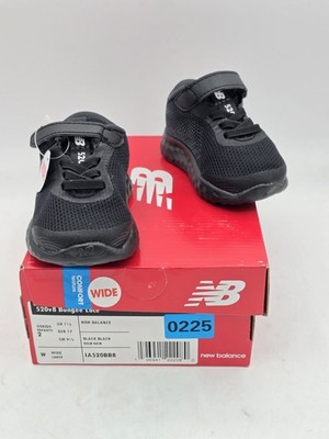 New balance 520v8 Bungee Lace Black - Black - Infants - Baby Shoes - Sz 2 W WIDE