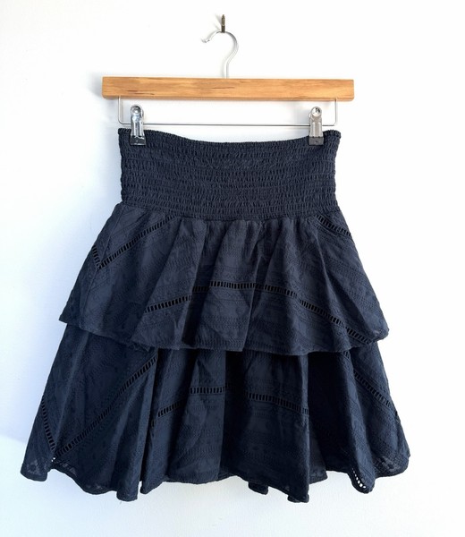 Kookai Mini Skirt Size 36 8-10 Tiered Embellished Navy Blue Casual Summer