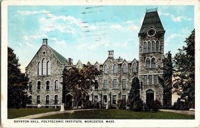 Boynton Hall Polytechnic Institute Worcester Mass WB WOB Cancel Postcard 2c PM