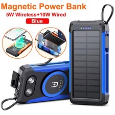 900000mAh Magnetic Solar Power Bank Wireless Charger With Cables for Cell Phones