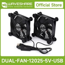 Waveshare USB 5V 120mm Quiet Cooling Fan, 3-Speed Adjustable, PWM Control