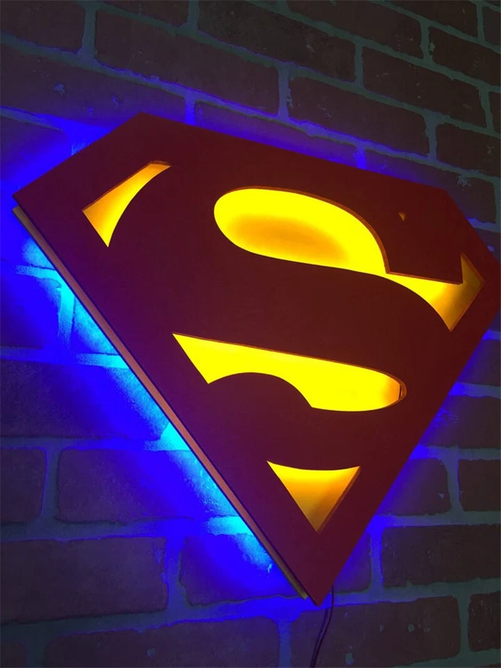 Justice League Superman LED Luminous Wall Home Decoration Logo Night Lights - Image 2 of 4