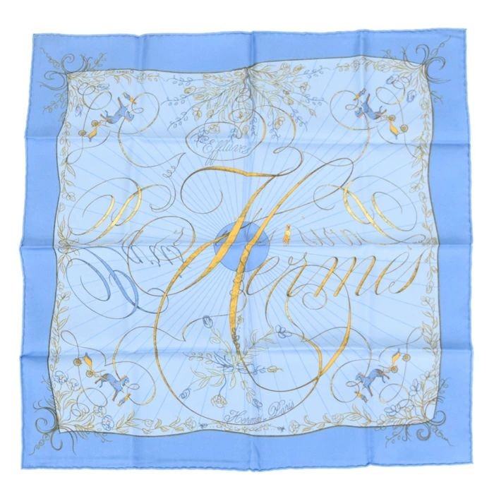 HERMES Scarf Carre 45 Petit Carre Gabroche Silk 100 EFFLUVES Fragrance Mini Scar
