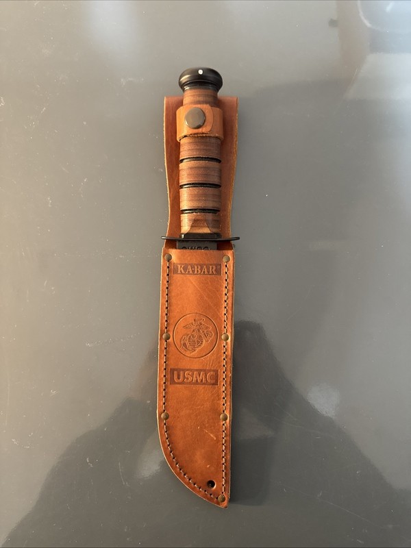 Vintage, KA-BAR USMC Straight Edge Knife, 7” Blade, Retro. New Without Box.