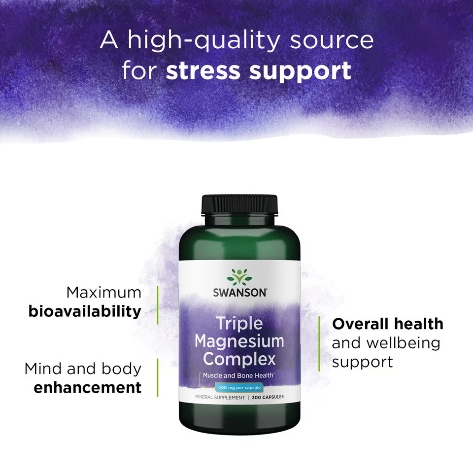 Complejo de Magnesio Triple Swanson, 400 mg, 300 Cápsulas Foto 4 de 4