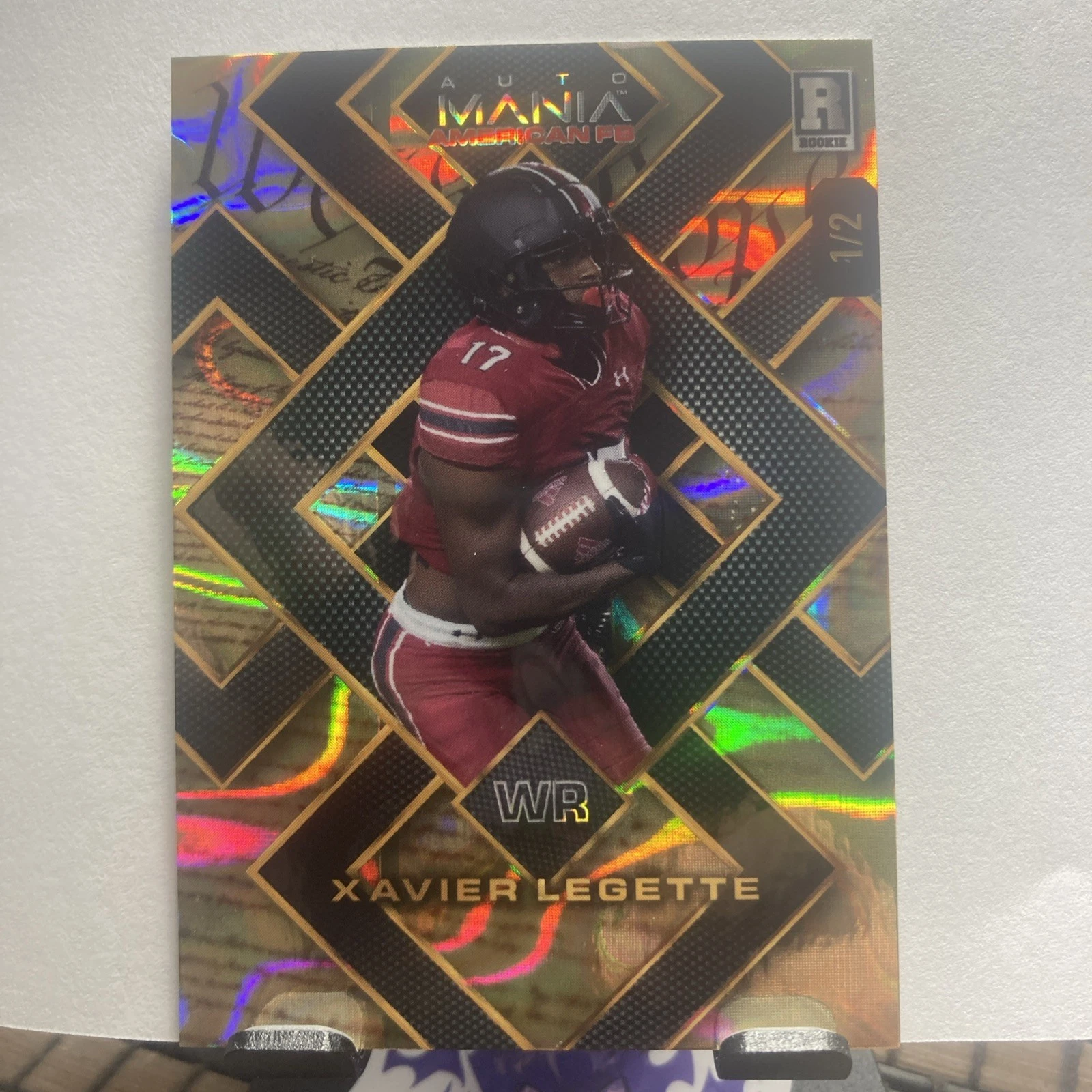 Xavier Legette Wild Card Auto Mania American Football Hobby Autographs #XL Hex-Rainbow Foil-American Flag