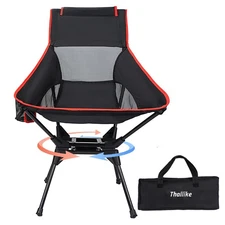 Upgraded 360° Swivel Folding Camping Chair, Lightweight High Back Portable Ch...