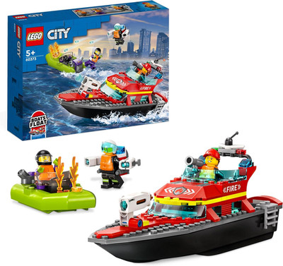 LEGO 60373 City Feuerwehrboot, Spielzeug, Das Im Wasser Schwimmt, Mit Rennboot,