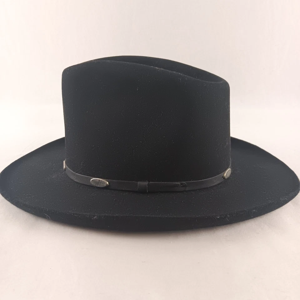 ВИНТАЖНЫЙ Stetson черный 4 x бобра меха войлок ковбой шляпа мужская 6 7/8 55 см - Изображение 4 из 4