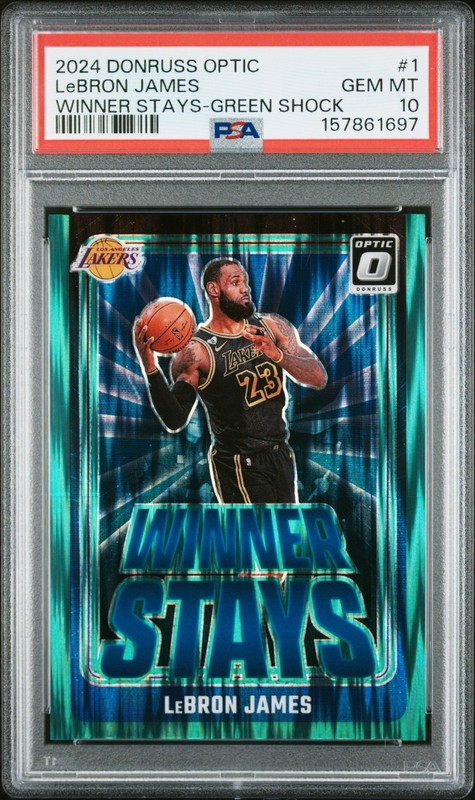 2024 Donruss Optic Winner Stays #1 Lebron James Green Shock /149 PSA 10