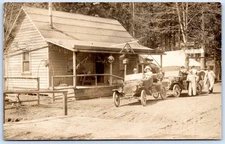 Postcard RPPC Bobs Resort Gasoline & Oil Cars Buffalo Beer Pearsons Soda CA P14J
