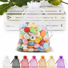 50PCS Organza Bags 5 X 7, White Small Gift Mesh Bags Drawstring Bulk