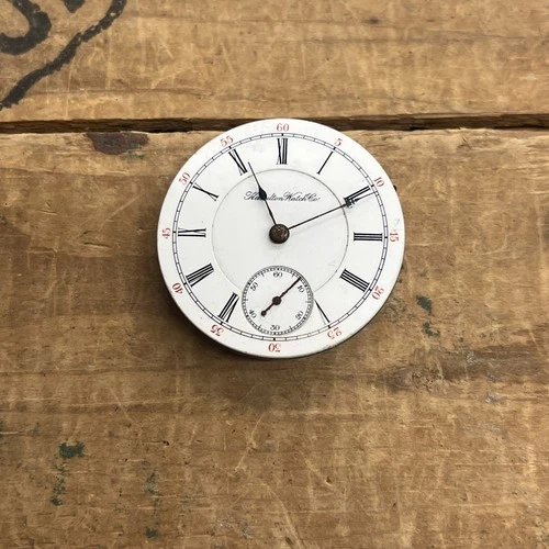 Vintage Hamilton Watch Pocket Watch Works Internal 17 Jewels 24981 White Roman #
