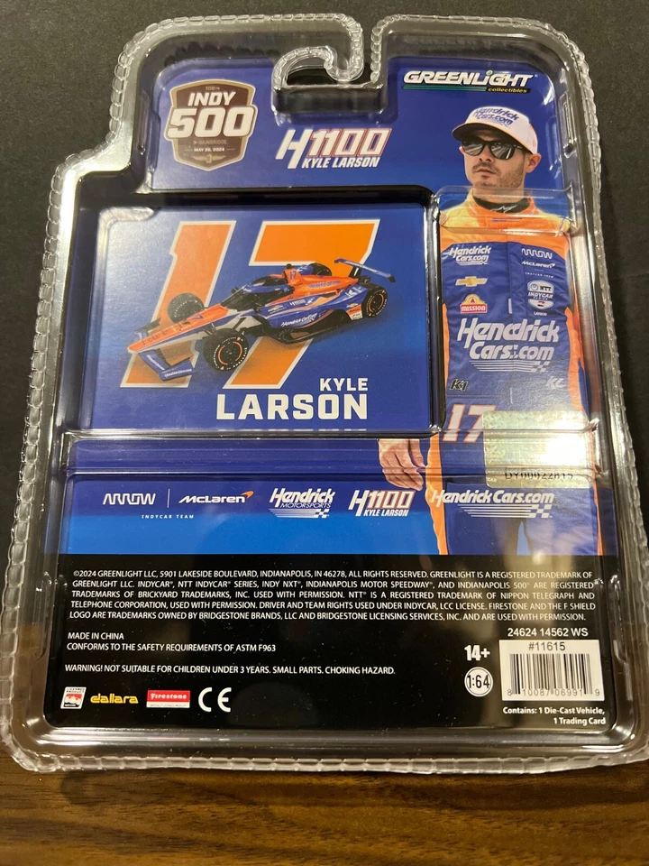 Kyle Larson 2024 #17 HendrickCars.Com INDY 500 H1100 INDY *ROOKIE* 1/64 - Image 2 of 4