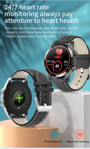 390*390 Men's Smart Watch Luxury Steel Band Heart Rate Blood Pressure Monitor - Picture 8 of 26