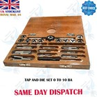 BRITISH ASSOCIATION 0 - 10 BA TAP & DIE SET + THREAD CHART - 33 TAPS AND 11 DIES