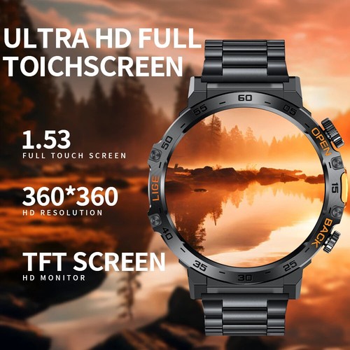 Smart Watch Men 360*360 AMOLED HD Screen Waterproof Sport Fitnessn Andriod IOS - Picture 2 of 18