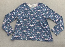 Croft Barrow Shirt Womens XL Floral Classic Tee Round Neck Long Sleeve Casual