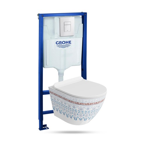 GROHE Vorwandelement Solido + Wand WC Sofi Slim Folklor + Knopf Set - Bild 5 von 29